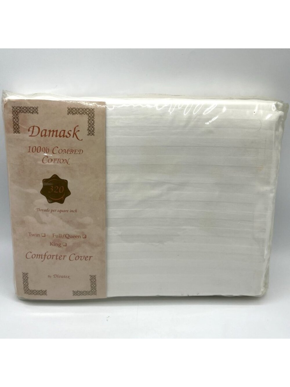 Divatex Damask Comforter Cover White Cotton Full Queen Duvet Bed
